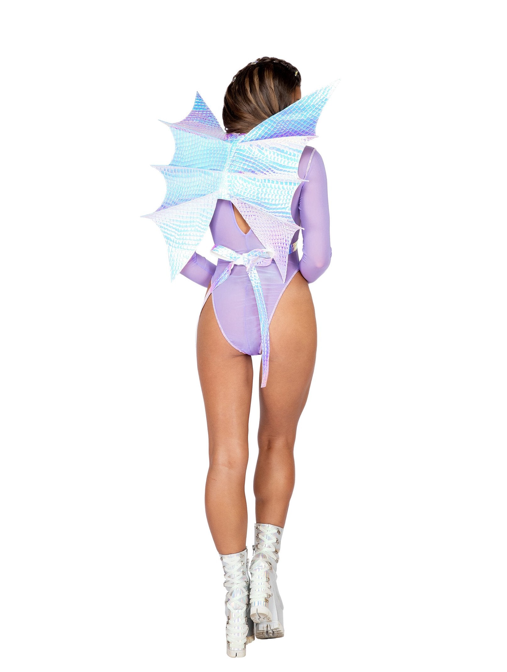 Metallic dragon wings rave outfit back, view 1